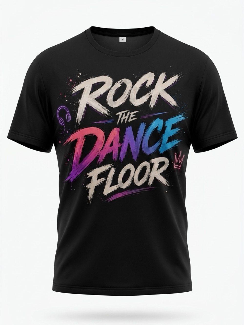 Rock the Dance Floor Graphic Tee - Black with Pink & Blue Accents